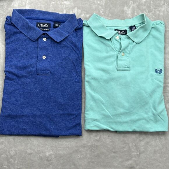 Chaps Other - Chaps Polo Shirt Mens 3XLT Blue Green Lot Stretch Golf Classic Crest Embroidered